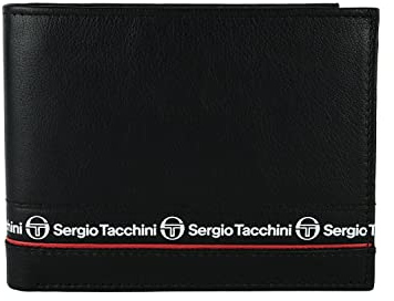 Sergio Tacchini - Portefeuille Homme en Cuir véritable, Noir, Fin avec Porte-Cartes, boîte Cadeau, Noir 019, Clásico, Classique