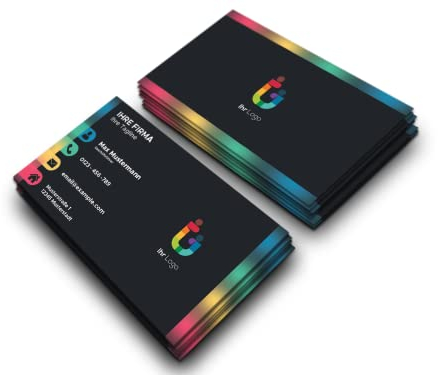 Premium Visitenkarten personalisiert (85x55mm), Premium Papier, hochwertiger Druck, hohe Qualität, selbst gestalten für Business, Unternehmen, Startup & privat (Rainbow Black)