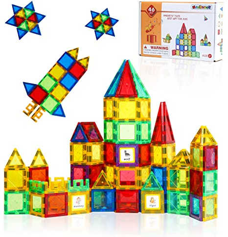 Magblock Magnetic Building Blocks Sets - 46PCS Magnetic Tiles | Magnet Game Toy | Construction Educational Toys for 3 4 5 6 Years Old Boys & Girls On Birthday