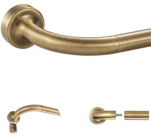 Antique Bronze Disc Curtain Rods, 28-48 Inches Window Curtain Rod,Adjustable Room Darkening Drapery Rod with Aluminum Finials and Brackets,Wrap Around Design