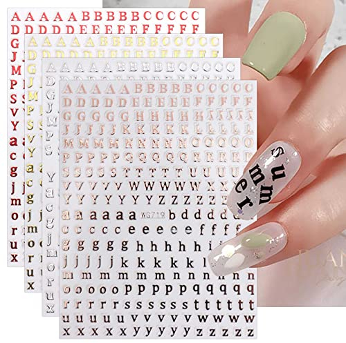 JMEOWIO Lettre Scintillante Stickers Ongles Nail Art 8 Feuilles Autocollants Ongles Autoadhésif Deco Ongle Nail Art Design Manucure