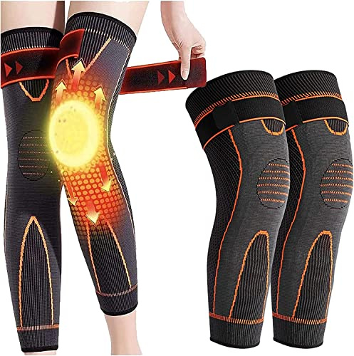 Turmalin-Akupressur selbsterhitzende Kniemanschette, Formende Knieschützer Für Beifuß-Akupressur, Selbsterwärmende Wermut-Knieschützer Für Männer Und Frauen (Orange,XL)