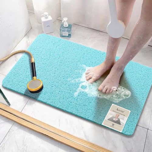 Asvin Weiche, strukturierte Badewannenmatte, 89 x 40,6 cm, phthalatfrei, rutschfeste Komfort-Badewannenmatten mit Abfluss, PVC-Luffa-Badezimmermatten für Nassbereiche, schnell trocknend
