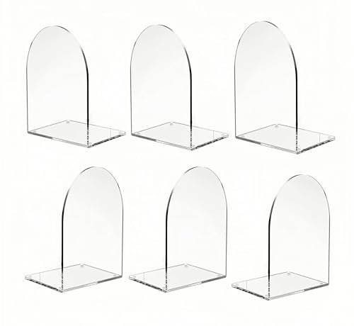Deefongo Acryl Buchstützen, 6 Stück für Regale, Bücherregale und Schreibtisch-Organizer - Klare, Transparent Bücherstützen für Bücher und Heimbürobedarf