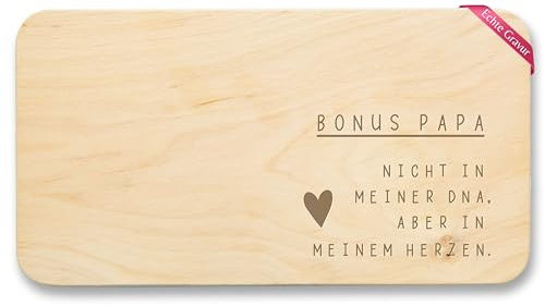Frühstücksbrettchen Holz - Frühstücksbrett - Bonus Papa Geschenk Stiefpapa Geschenkidee Stiefvater Geburtstag I Weihnachten I Vatertag - 22x12 - Holz - geschenke für papas zu ostern
