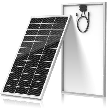 Panneau solaire 120 W, module solaire monocristallin à haut rendement, cadre en aluminium Blanc 12 V/24 V, idéal pour centrale électrique de balcon, camping-car, hangar, bateau