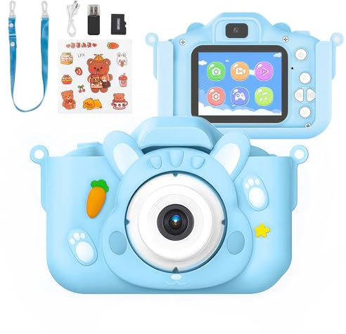 JESWO Macchina Fotografica Bambini, Fotocamera Anteriore e Posteriore e Schermo IPS HD, con Scheda 32 GB, Regali di Fotocamera Bambini per Ragazze Ragazzi 3-12 Anni