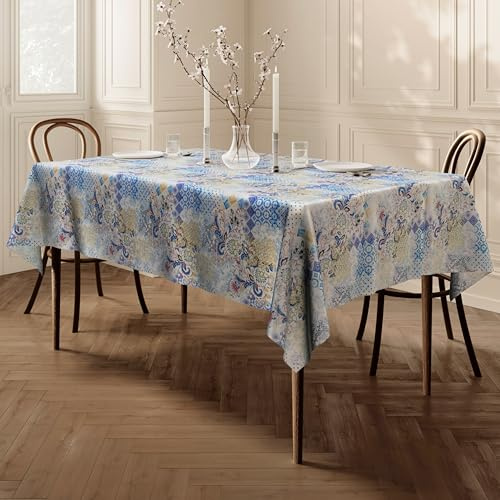 Qualitäts Tischdecke Tischtuch Textil Eckig 140 x 200 cm, Schmutzabweisend Lotuseffekt Wasserabweisend Tischwäsche Fleckschutz