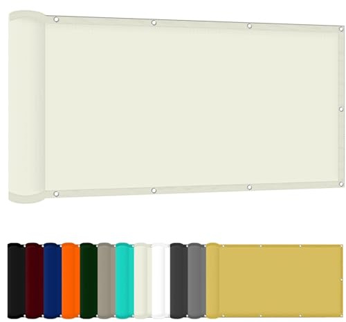 Sonnensegel Baldachin 110 x 450 cm Windschutz Rechteck Sonnenschutz Strand Uv-Schutz-Polyestergewebe mit Seil Ideal für Schwimmbäder Partys Und Outdoor-Aktivitäten, Elfenbein