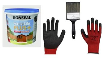 FAB INT PRODUCTS Garden Fence and Shed Paint Kit, 5 Litres Gloves and Brush Included… (Medium Oak)
