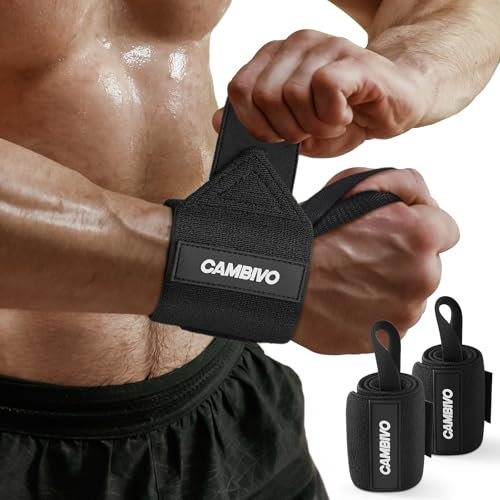 CAMBIVO Lifting Straps 2 Pack, Weight Lifting Wrist Supports for Gym Straps, Wrist Wraps with Thumb Loop for Weightlifting、Gym、Fitness、Workout for Men and Women, M