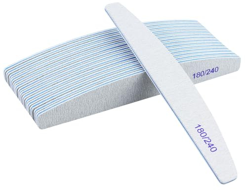15 Pcs Nail Files - Professional 180/240 Grit Double Sided Emery Boards, Coarse Washable, Ideal for Acrylic or Natural Nails