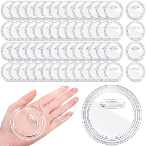 Yilloog 7,6 cm Knopfmacher DIY Button Pins Acryl Button Pin Badge Klar Handwerk Button Abzeichen Pin Rückseite Knöpfe Blank Pin Buttons Runde Bild Foto Buttons Bastelbedarf, Schulprojekte (60 Stück)