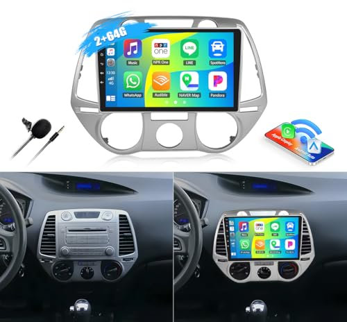 [8 Kern 2G+64G] CAMECHO Android 13 Autoradio für Hyundai i20 2008-2012 mit Navi Carplay Android Auto,Radio 2 Din 9 Zoll Bildschirm mit DSP RDS Bluetooth Mirror Link