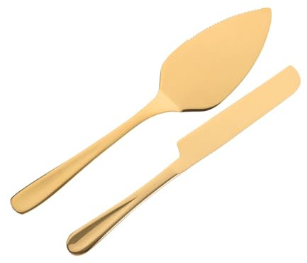 PRETYZOOM Ensemble De Couverts Et De Serveurs En Acier Inoxydable Outil Polyvalent Pour Trancher Les Gâteaux Le Fromage Les Steaks Finition Dorée Mariage Anniversaire Occasions