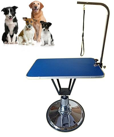 Professional Dog Grooming Table Rotatable Pet Grooming Table Large Square Hydraulic Lift Table, Height Adjustable 78-92cm, for Dogs and Cats 5 Colors(Blue)