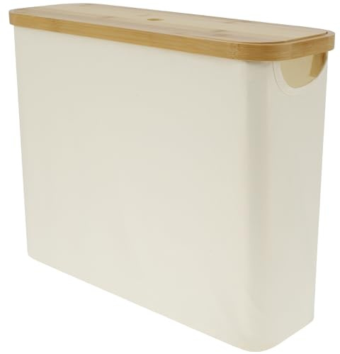 Almacenamiento de Rollos de Papel higiénico con Ventana Lateral, Cesta de Papel higiénico con Capacidad para hasta 12 Rollos de Papel, 45 x 35 x 15 cm, Organizador de baño con Tapa de bambú,