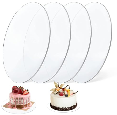 YUNXCNA Tortenplatte aus Acryl, 4 Tortenbretter, Runder Tortenteller, Runde Tortenplatte mit 30 cm Durchmesser, 2 mm Dick, für Festliche Party Events, Transparente