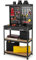 FANTASK Banco da lavoro alto 155 cm, banco attrezzi con parete forata e 13 accessori, tavolo da lavoro con cassetto