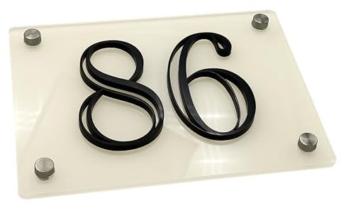 Número de casa 3D de acrílico, resistente a la intemperie y duradero, con efecto profundo, diseño minimalista de alta visibilidad para uso privado y comercial (beige)