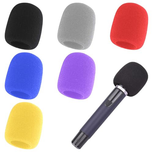 Bonnette Micro Multicolore, 6 Pièces Mousse Protection Microphone Universel Réutilisable, Microphone à Main Housse en Mousse, Filtre Anti Pop Vent en Mousse pour KTV Scène Fête de Famille