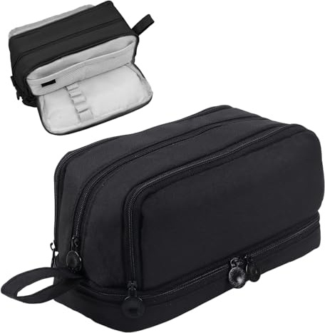 Yphzmtz Federmäppchen Große Kapazität mit 4 Fächern, Mäppchen Reißverschluss Langlebig, Pencil Case Stifttasche Tragbare für Mädchen Teenager Jungen Erwachsene, Schule Büro Schreibwaren (Schwarz)