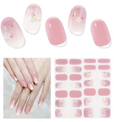 Autocollant Ongle Gel UV - 28pcs Vernis Autocollant Nail Stickers Auto-adhésifs Ongles en Gel UV Semi Durci Longue Durée Nail Designs Pour Femmes （A05)