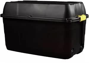 Made in UK Heavy Duty Storage Box with Lid, 175L Capacity, Lockable Container with Wheels, Indoor and Outdoor Use, by TFBF