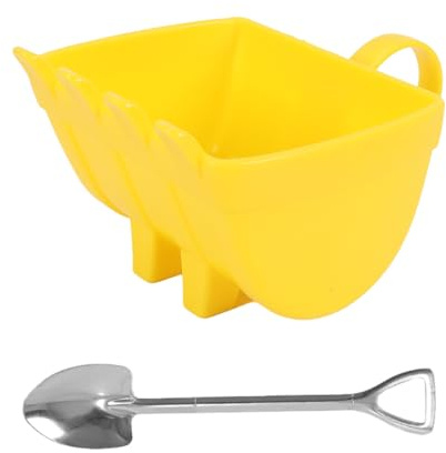 ANCLLO Mug à café en Forme de Godet d'excavatrice avec Pelle et cuillère, en ABS, Personnalisable pour Boissons Chaudes et Froides, thé (Jaune, 330 ML)