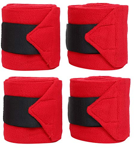 Taidda Horse Leg Bandage Non‑Slip Breathable Fleece Wrapping for Horse Leg Protection Red 4PCS, Ideal for Equestrians and Lovers
