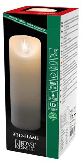 Konstsmide LED Echtwachskerze, weiß, mit 3D Flamme, Ø 7, 5 cm, Höhe: 20, 5 cm, mit 4h und 8h Timer, warm weiße Dioden, batteriebetrieben, Innen, 2 x C 1.5V (exkl.) - 1833-100