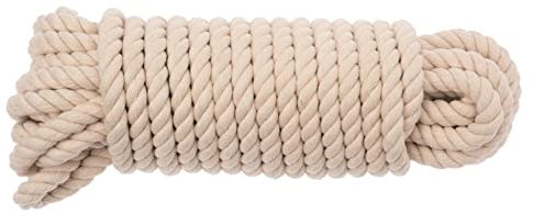 GLOREX 6 1860 224 - Baumwollseil, ca. 10 mm dick, Flechtkordel mit 10 m Länge in Naturfarben, für kreative Bastelarbeiten