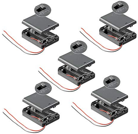 PerfectHD Batteriehalter - AA Batteriefach - 3X AA Mignon - mit EIN- und Ausschalter - 5 Stück in einem Set - schwarz