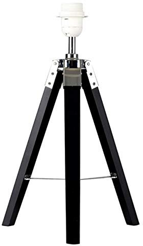 MiniSun | Modern Black Wood and Silver Chrome Table Lamp Base | Table Lamps, Home Décor & Improvement Essential