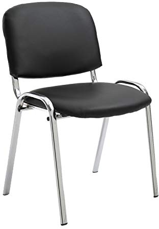 CLP Stapelstuhl Ken I Konferenzstuhl Mit Kunstleder-Bezug I Metall In Chrom-Optik, Farbe:schwarz