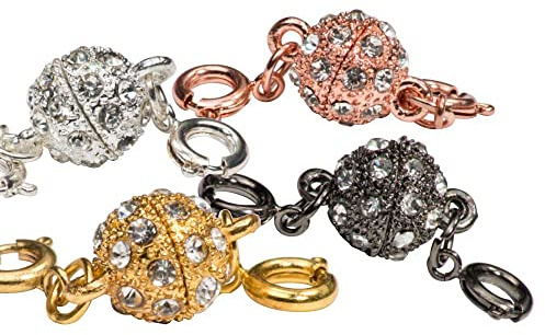 Magnetic Rhinestone Jewellery Clasps | Multi | Ball 3.5cm | Pack of 4