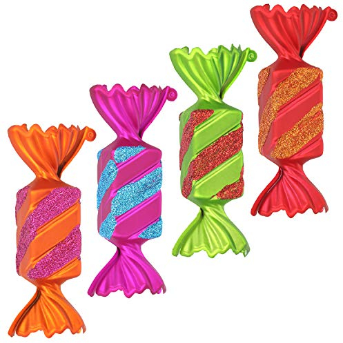 com-four® 4X Christbaumanhänger Bonbon - Weihnachtskugel Geschenkbonbon - Christbaumschmuck in Bonbon-Form für die Weihnachtsbaum-Dekoration - bruchfester Baumschmuck