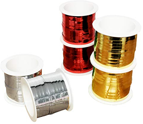 Geschenkband Set 6 Rollen 2 Farben Weihnachten Kräusel Ringel Band 20 m je Rolle Rot Gold Gesamt120m (EUR 0,05 / M)