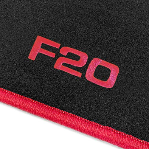 online-fussmatten OFM-Q300_F20-103 Passform Velours-Fußmatten mit Bestickung F20 und Rand in Rot