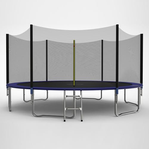 GALACTICA 14FT Round Trampoline Set Outdoor Garden Safety Net Enclosure Spring Jump Mat Padding Ladder GT-TS-04 Blue