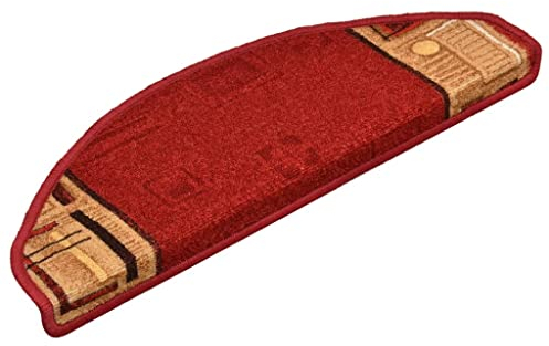 vidaXL 15x Treppenmatten Selbstklebend Stufenmatten Stufenschoner Treppenschutz Matten Treppenteppich Treppenschoner Rot 65x21x4cm