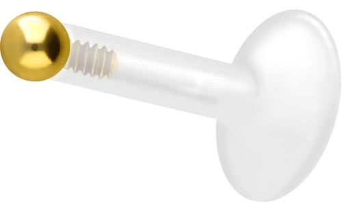 PIERCINGLINE PTFE Labret mit Innengewinde | Titan AUFSATZ KUGEL| Piercing Lippe Nase Ohr Helix | Farb & Größenauswahl