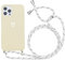 Yoedge Funda con Cuerda para Apple iPhone 12, Carcasa con Cadena Cordón Ajustable Ponible Colgante Correa Corazón Blanco Silicona Mate AntiChoque Suave TPU Cover para iphone12 (6,1 Pulgadas), Beige
