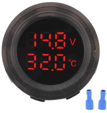 Aramox Voltmètre de Température à Double Affichage pour Voiture et Moto, 12V-24V, Étanche, Noir, ABS, Installation Simple