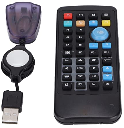 PUSOKEI Wireless USB Computer Remote Control, 18m Range, 34 Keys, 6 Multimedia Hotkeys, for Windows, for DVD/VCD/MP3/Audio Media