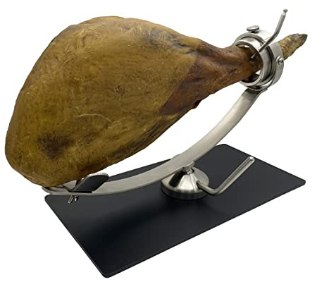 FERRETERIA LEPANTO Jamonero Giratorio, basculante y rotatorio 360 Grados, jamonero Profesional Multi-posicional (Base Negra)