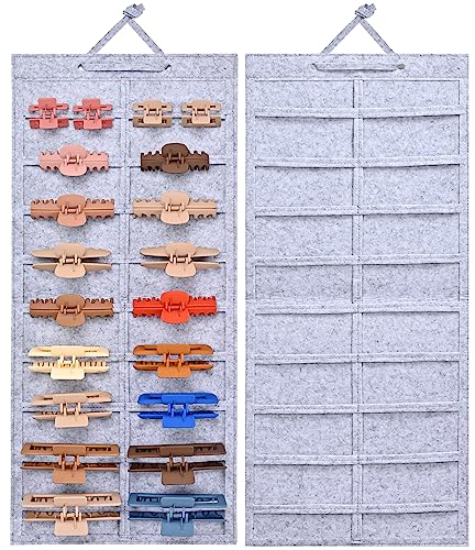 Lolalet Claw Clip Organiser, Wall-Mounted Hair Clip Holder, Grey