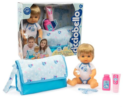 Cicciobello Set Cambio, Bambola Cicciobello Classico 30 cm, con Accessori per Pannolino e Borsa per il Cambio, 1 Body, 1 Pannolino 1 Bottiglietta, 1 Contenitore Crema, Giochi Bambini 2 Anni +