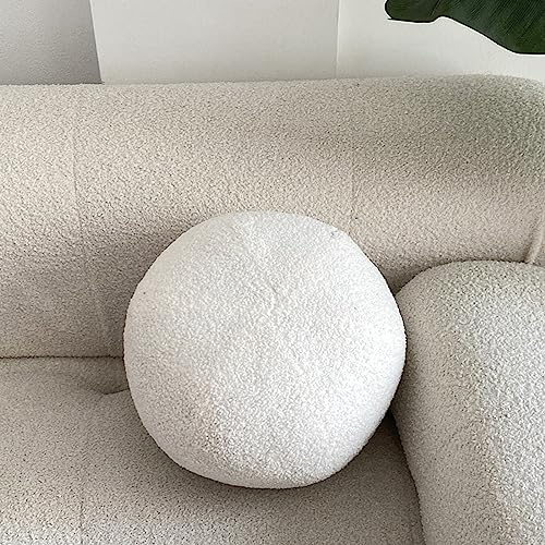 Yooname White Ball Shaped Plush Pillow,Cute Soft Waist Rest Cushion,Home Decorative Throw Pillow Used to Add Comfort and Style to A Couch,Sofa,Or Living Room.
