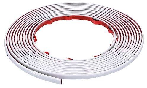 sourcing map Selbstklebend Kantenschutz Leisten - 5Meter x 8mm x 3mm Flexible Zierleisten Sockelleiste Weichsockelleiste für Türen, Fenster, Wände, Küche, Fliesen - Weiß